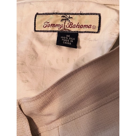 Tommy Bahama 100% Silk Relax Chino Pants Beige Pleated 36/30 Classic Casual 1994 - Picture 5 of 7